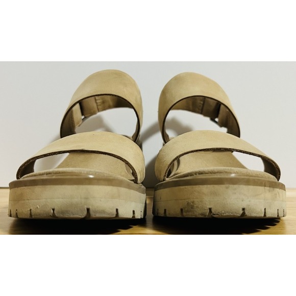 Timberland Women's Platform Sandals Tan Nubuck Leather Size 6.5 - Picture 2 of 9